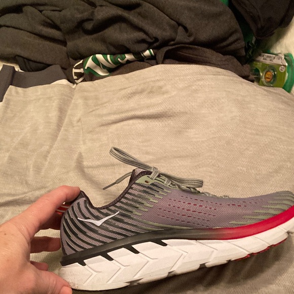 Hoka Gray and Red Athletic Shoes - Picture 4 of 7